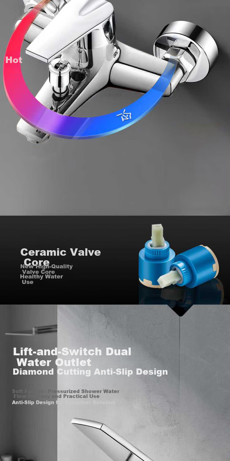 Del 28-Year Brand Shower Faucet Set Simple Mixing Valve Bathroom Hot and Cold Large Water Flow Shower Head 7