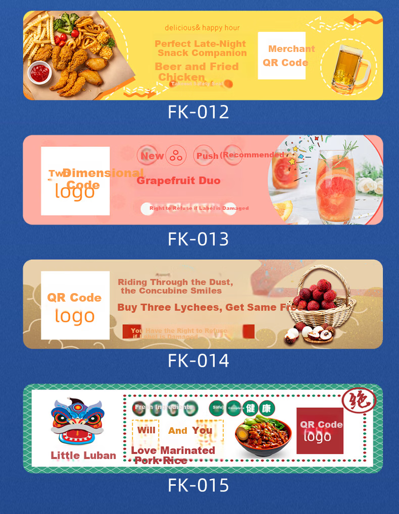Jufu Takeout Seal Stickers 80x20mm, 1000pcs Packaging Bag Box Food Safety Sealing Tape Strips 8