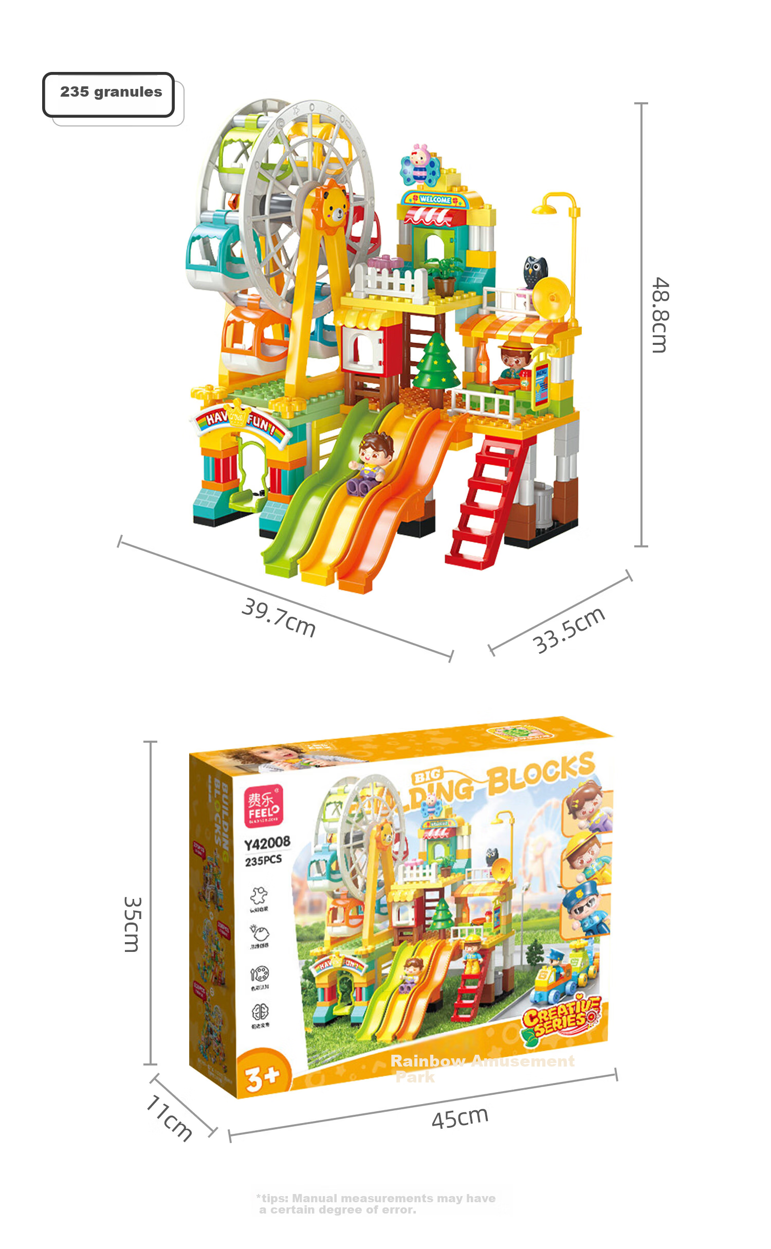 FEELO Compatible LEGO Large Building Blocks Children's Assembly Toy Boys Girls Birthday Gift Windmill Villa Y42007 Bucket 13