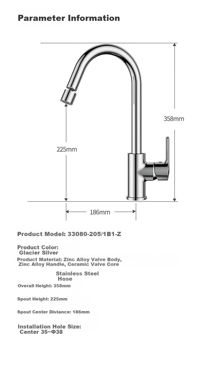 JOMOO Kitchen Faucet for Vegetable and Dish Washing Sink Dual Control Hot and Cold Water Tap 33230-385/1B-Z 15