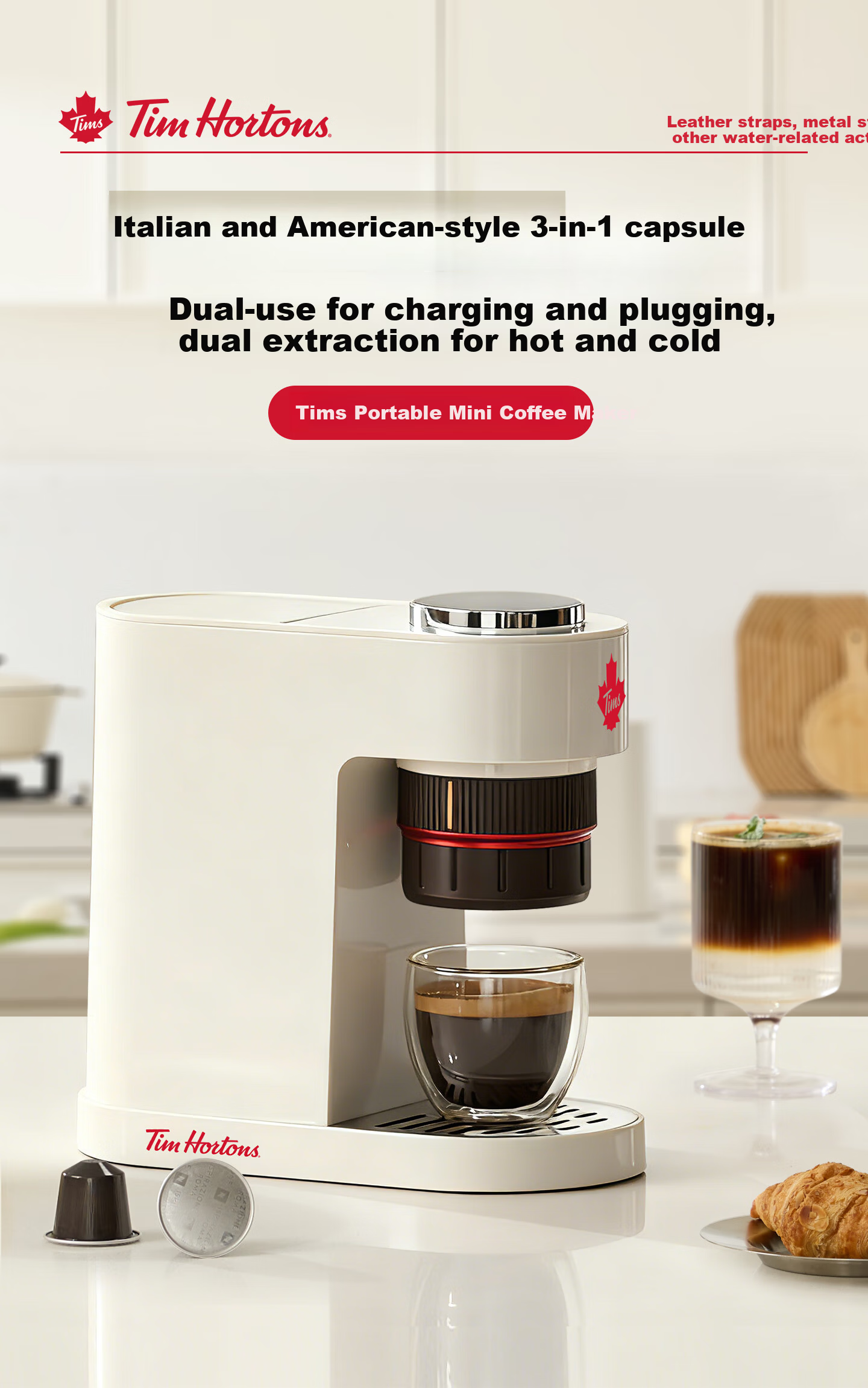 Tim Hortons Tianhao Capsule Coffee Machine Small Portable All-in-One Semi-Automatic Coffee Powder Capsule Dual-Use Office Birthday Gift A2 6