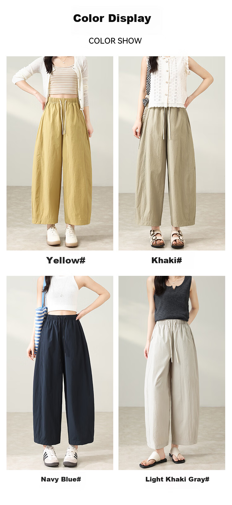 Free Style Wide Leg Pants Women Summer Thin 9/10 Lantern Pants 2026 New High Waist Slim Loose Lazy Curved Casual Pants 10