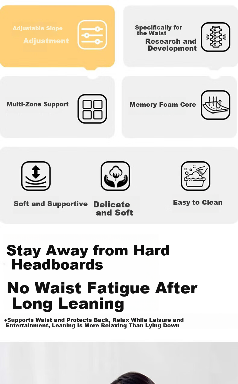 MiiOW Multifunctional Neck and Lumbar Support Backrest Pillow for Bed and Sofa, Reading and Phone Use Cushion 2
