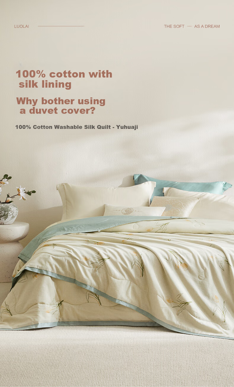 Luolai Home Textiles Machine Washable 100% Silk Quilt Cotton A-Class Antibacterial Four Seasons Spring and Autumn Quilt Core Approx. 4.6 Jin 200*230cm 1