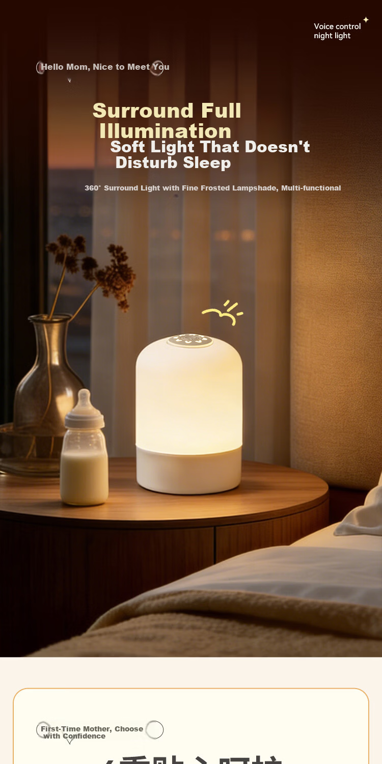 XLYS Remote Control Rechargeable Night Light Baby Feeding Bedroom Bedside Lamp with Timer Touch Sleep Companion Nightlight 1