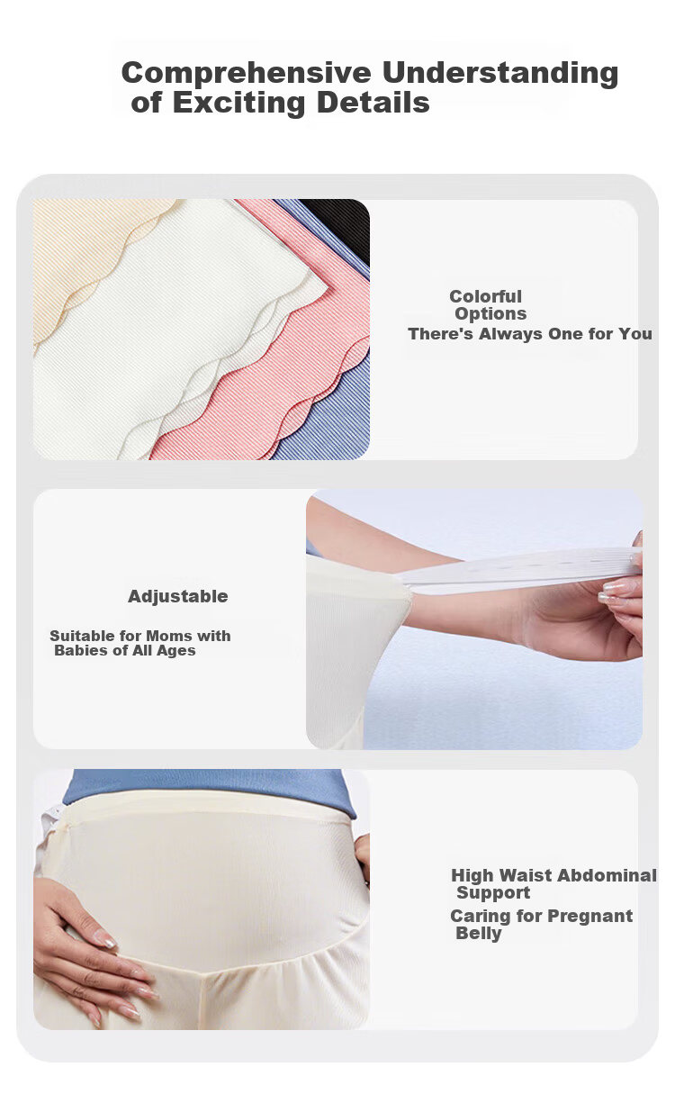 Aibao Pregnancy Maternity Safety Leggings Summer Thin Anti-Exposure Ice Silk Shorts High Waist Adjustable Skin+White L Size M440 10
