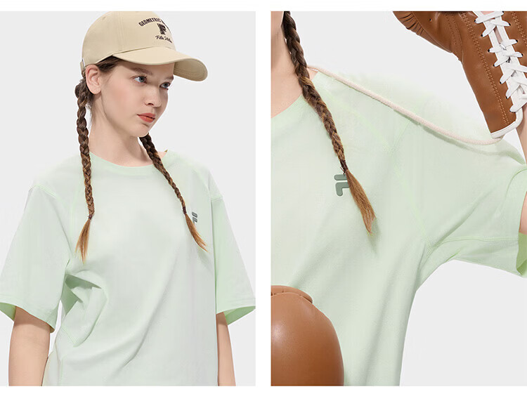 FILA Official Trendy Couple Knitted Dopamine Short Sleeve T-Shirt 26 Summer Quick-Dry Sports Tee 76