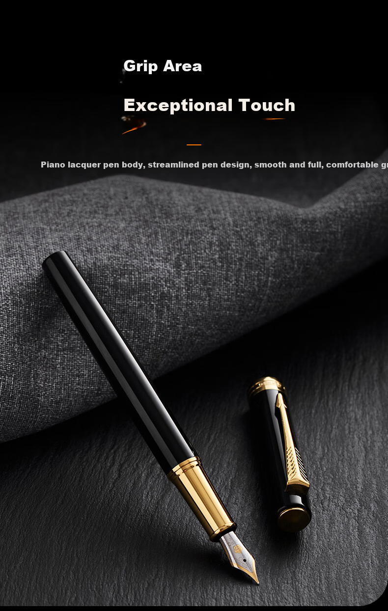 HERO Fountain Pen Gift Box 7077 Black Fine Nib Chess Black Student Stylish Birthday Ink Pen F Nib 3