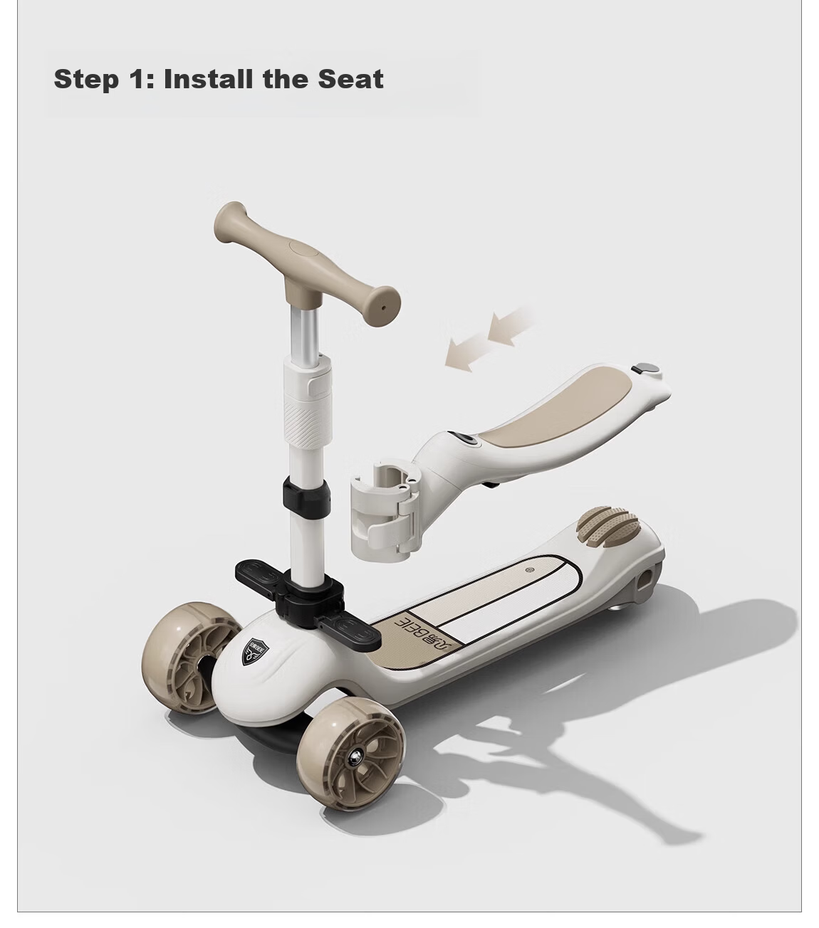 BEIESTATE Supreme Pro 7-in-1 Scooter Foldable Kids Scooter for Ages 1-3-6 Birthday Gift Mica Gray 17