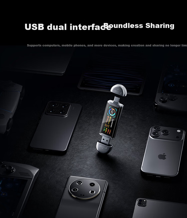 MOVE SPEED 1TB Solid State USB Flash Drive Type-C/USB3.2 Dual Interface Mobile Phone USB Drive Large Capacity Gigabit Read/Write Speed Computer USB Drive with Screen Display Real-Time Capacity SU10 Ey 15