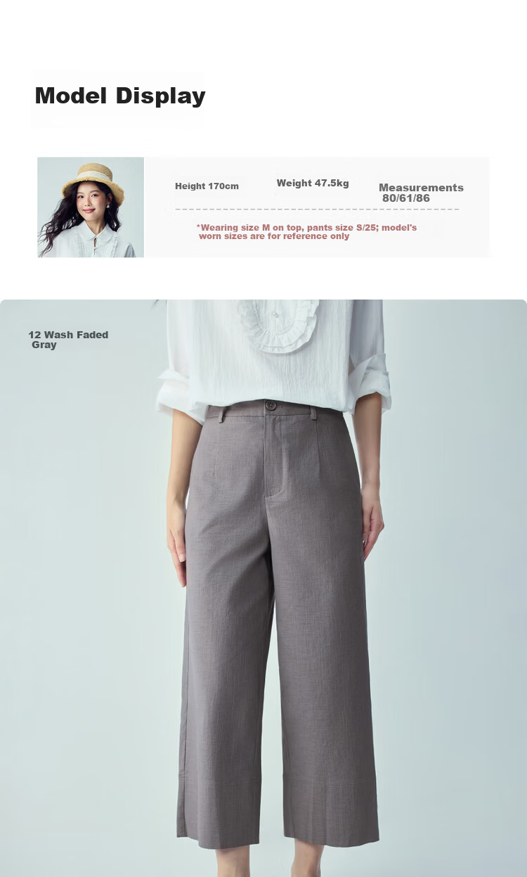 Giordano Women's Pants 2026 Summer New Lyocell Cotton Semi-Elastic Waist Eight-Point Casual Pants 05426313 12