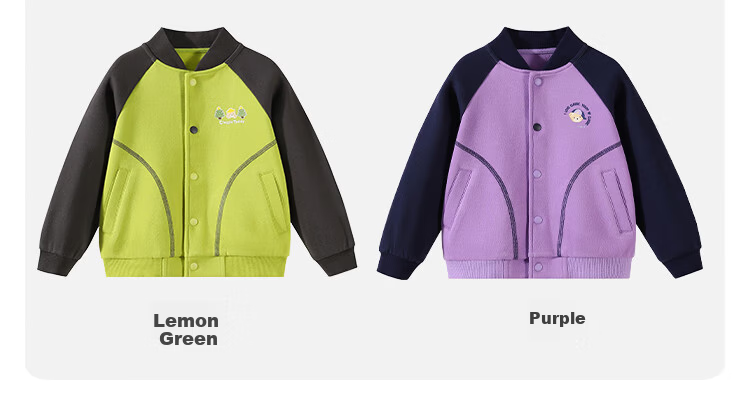 Classic Teddy Kids Jacket Boys and Girls Baseball Coat Mid-Child Spring Cartoon College Outerwear Green 100 8