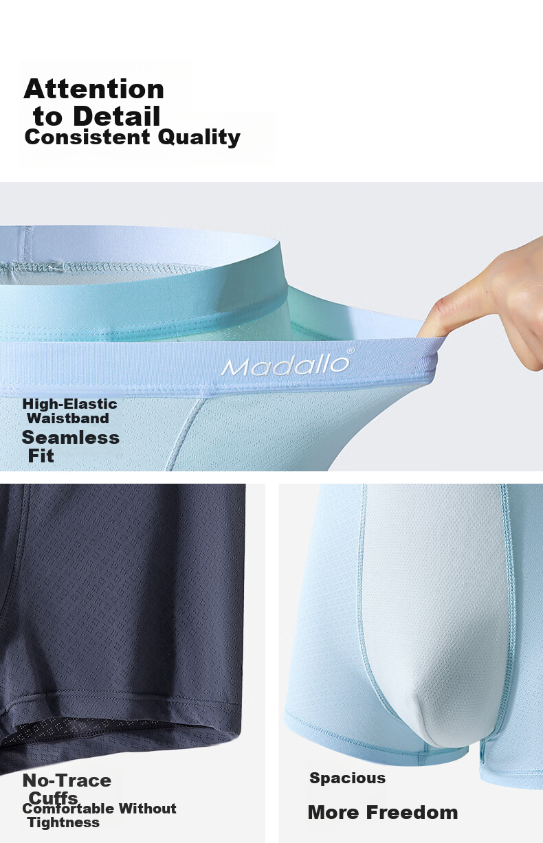 Modaier Men's Underwear, Silk-Like Fabric, 120s Antibacterial, Large Size, Cool And Breathable, Oyster Shell Shorts, 5 Pieces, Size L 14