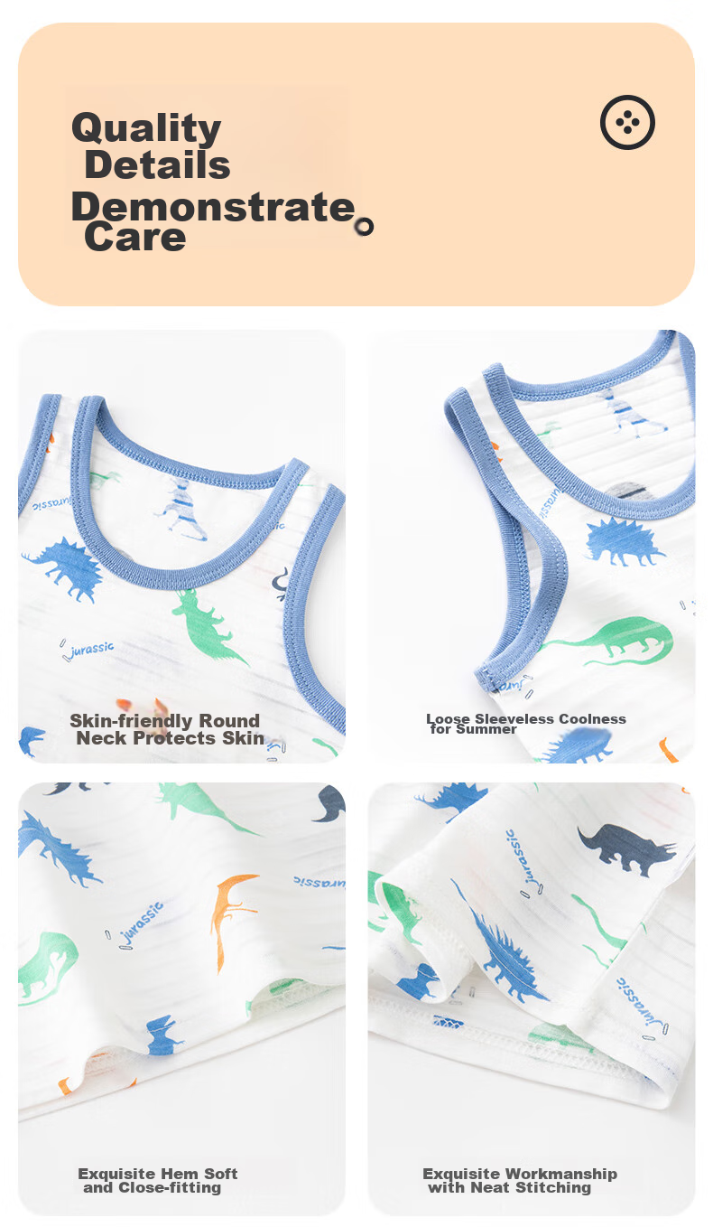 Babyprints Girls' Tank Tops 2-Pack, Sleeveless Vest for Young Children, Kindergarten Girls' Pure Cotton Pajamas, Soft Cat Design, Size 110 3