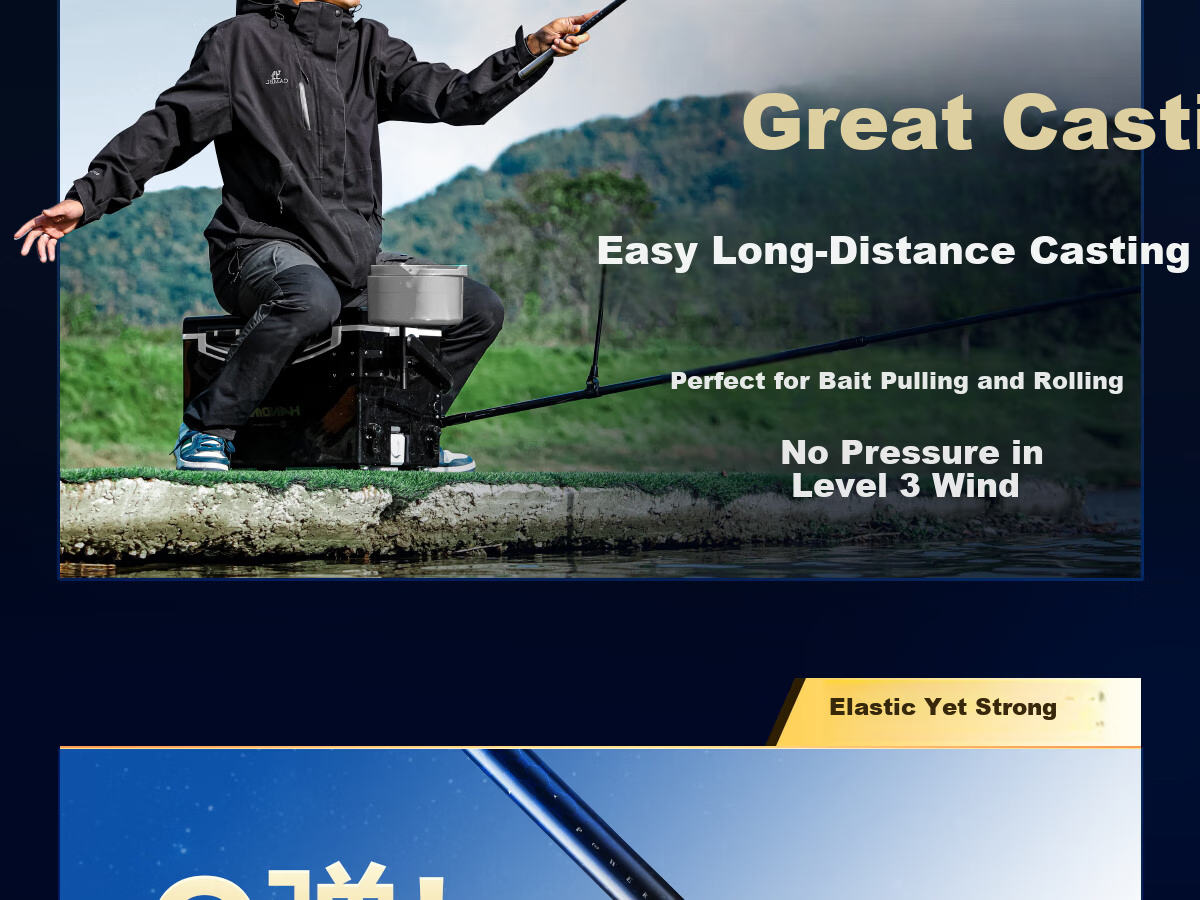 Handing Excellence Small Composite Fishing Rod Ultra-Light Hard Carbon Hand Pole 9m 8