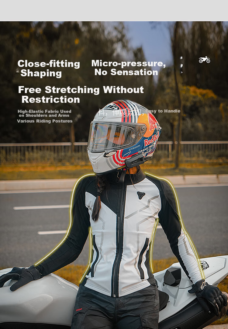 Duhan Wind Rider Motorcycle Riding Armor Jacket Unisex Breathable Quick-Dry Motorbike Riding Gear Anti-Fall CE Protective Gear Four Seasons White 4