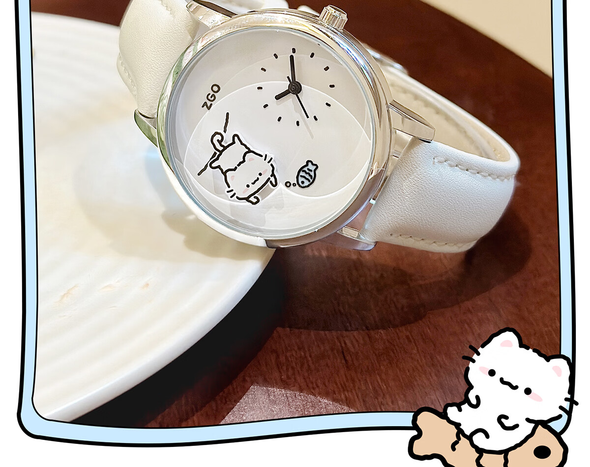 ZGO Women's Watch for Students, Cute Cat Design, Minimalist Style, High-Quality, Back-to-School Gift for Middle and High School Girls 9