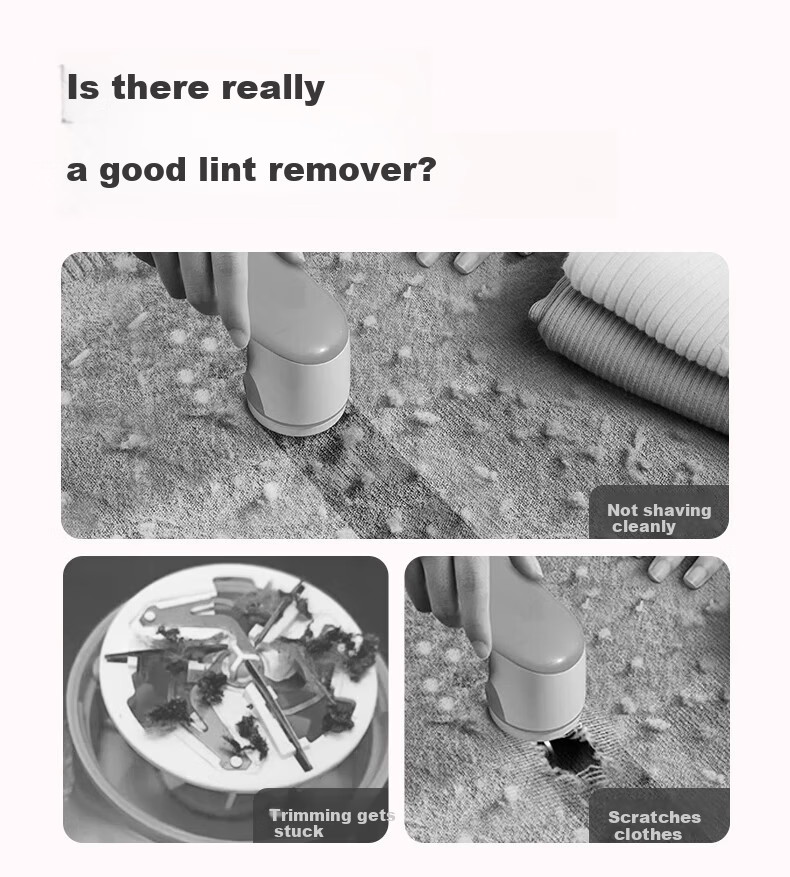 AUX Fabric Shaver Lint Remover Hair Trimmer Clothes Defuzzer Pilling Remover Hairball Remover Pink with 3 Replacement Blades 5