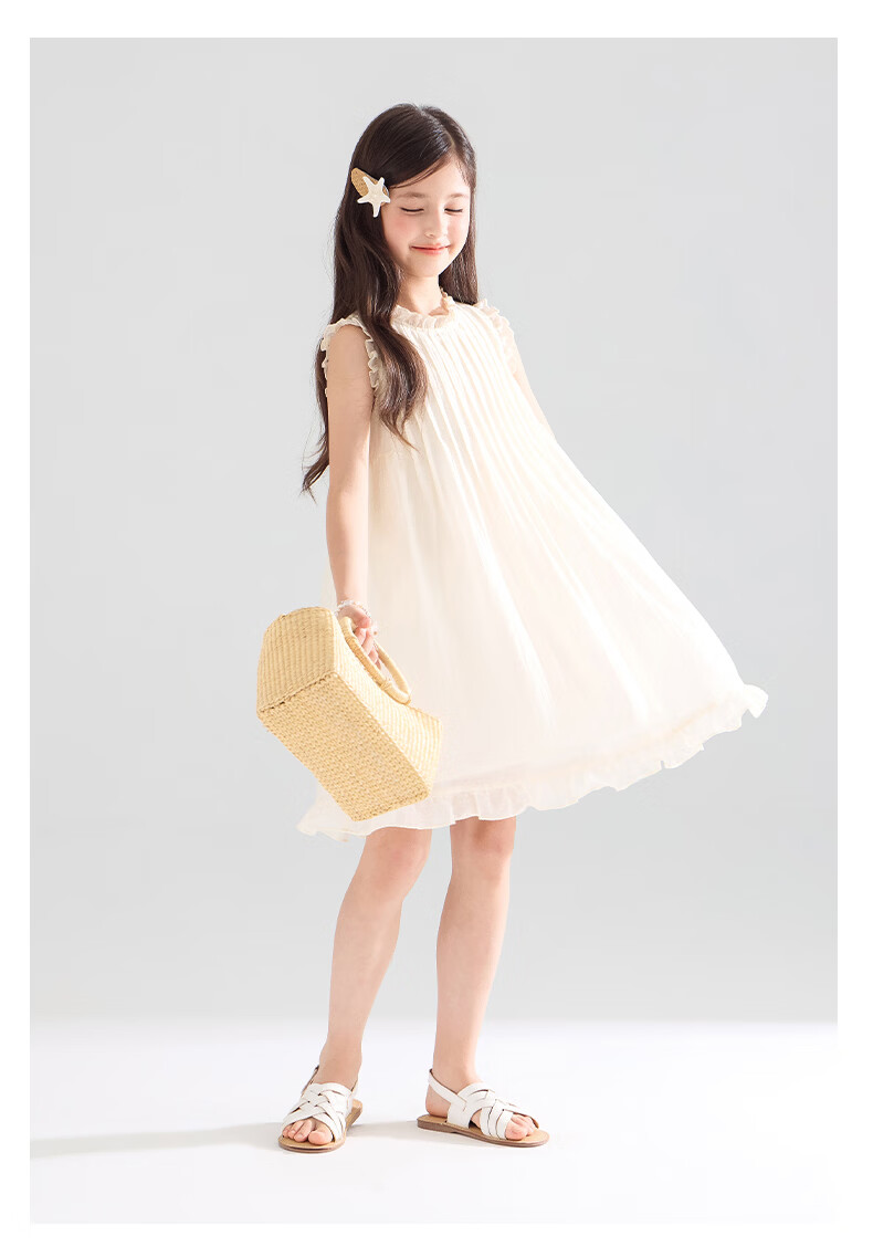Mucmukn Star Shell Wave Tencel Lyocell Ruffle Vest Dress Island Vacation Princess Dress Girls Summer 22