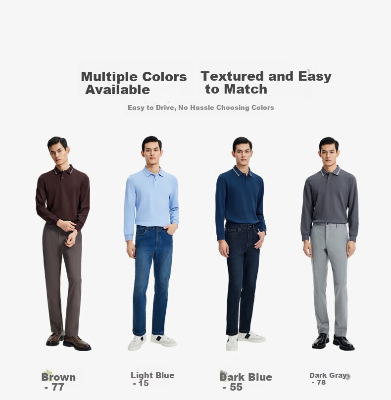 Goldlion [Wool Blend] 24 Autumn Winter Soft Skin-Friendly Business Long Sleeve Polo Shirt Men Dark Gray-78 XL 3