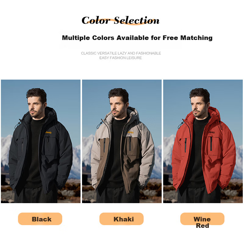 JEEP Men's Casual Thickened Warm Cotton Padded Jacket Winter 2025 New Graphene Windproof Cotton Coat