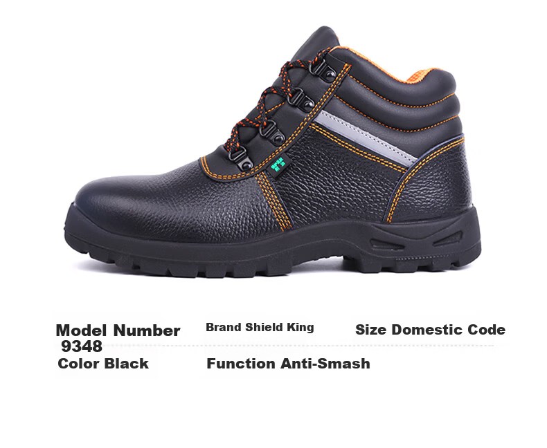 DUNWANG Work Safety Shoes High-Top Model 9348 Steel Toe Anti-Smash Cowhide Breathable Durable Non-Slip Unisex Protective Work Shoes Size 42 2