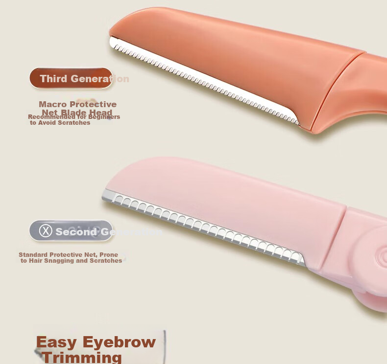 Keqi Foldable Eyebrow Razor Safety Anti-Scratch Eyebrow Shaver Hair Remover 3pcs for Beginners and Makeup Artists 4