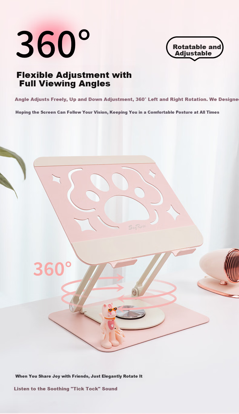 SayRose Gift Notebook Stand Laptop Stand Flexible Cute Cat Paw Adjustable Hover Stand 360° Rotating Cooler Riser Cat Paw Stand Birthday Gift 11