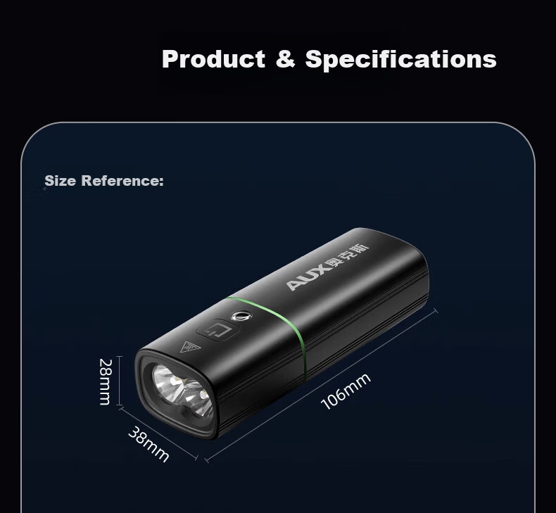 AUX Bicycle Night Riding Front Light Rechargeable Nighttime Mountain Road High Brightness Flashlight Cycling Equipment Super Bright 25