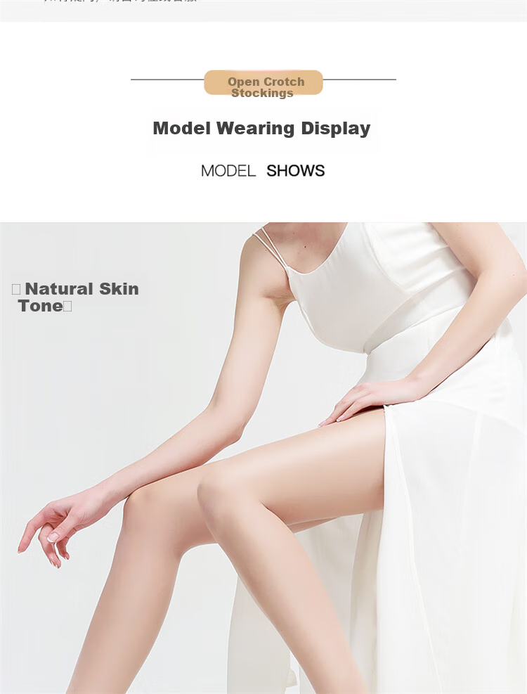 LangSha Stockings Open Crotch No-Drop Sexy Ultra-Thin Sheer Pantyhose for Women, 6 Pairs Pack, 3 Black + 3 Nude 12