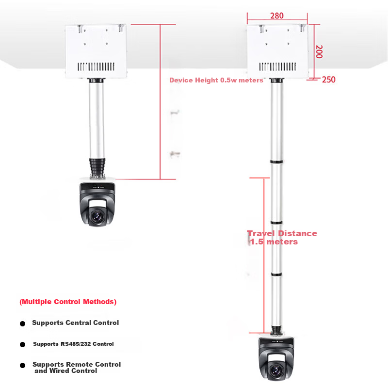 Shenghua Shitong Electric Lifting Ceiling Mount Rod Video Conference Camera Projector Lift Remote Control Bracket Electric Telescopic Stroke 1.5m SH-EC100-1.5
