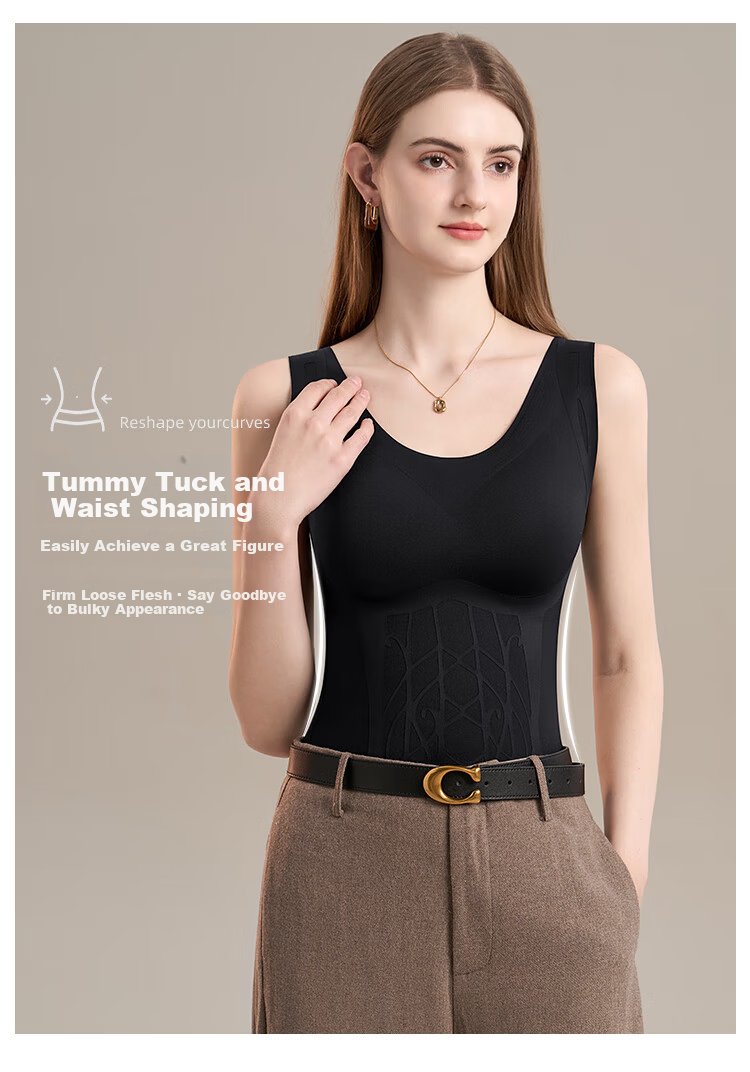 GRACEWELL Seamless Thermal Vest for Women with Chest Pad, Shaping, Tummy Control, Waist Slimming, Autumn Winter Fleece-Lined Shapewear Top 5