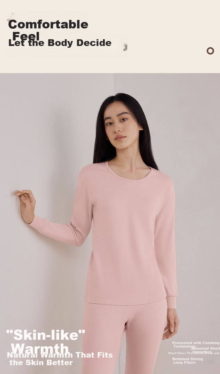 HLA 【Mountain Not High】 Autumn Cotton 210g 10A Antibacterial Mite-Resistant Thin Thermal Underwear Set for Men and Women 15