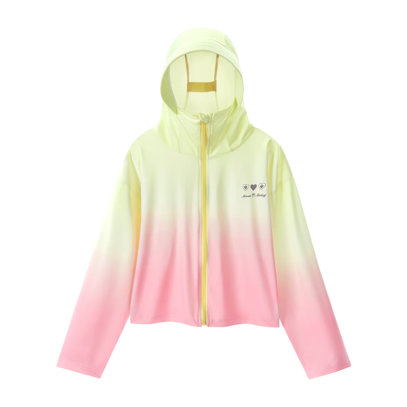 Disney Kids Summer Sunscreen Jacket Ice Silk Cooling Sun Protection Hooded Thin UV Protection UPF50+ Pink 140