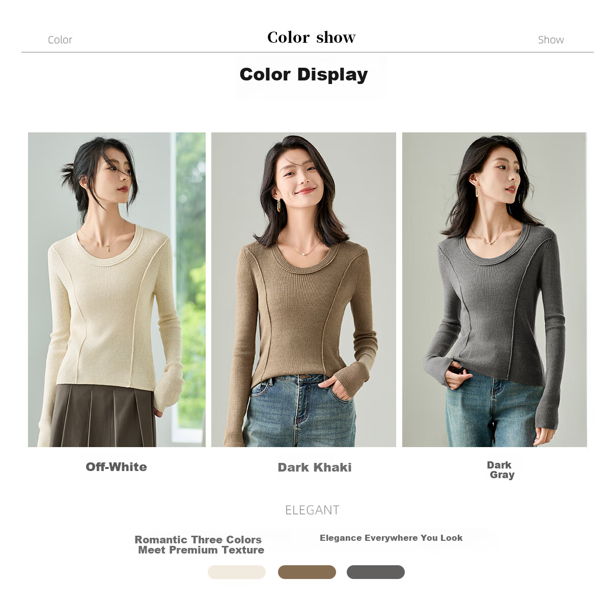 Chushen Chunqiu Women's Knitwear Wilderness Melard Fashion Versatile Round Neck Basic Knit Top S143Z3020 6