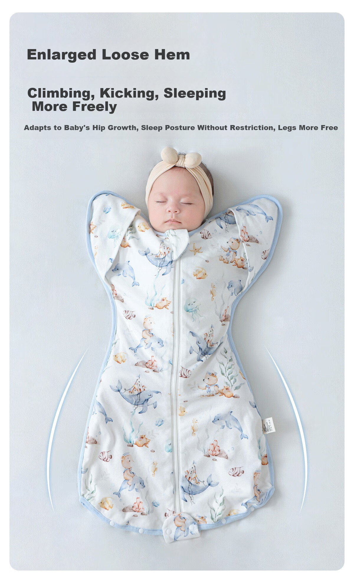 JOYNCLEON Newborn Baby Sleeping Bag Anti-startle Swaddle Pure Cotton Kick-proof Blanket Blue M jsd177270 11