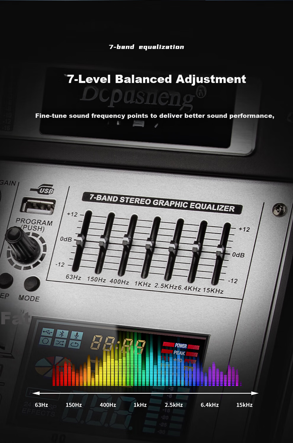 Depusheng 8-Channel Professional Mixer with Grouping, Stage Conference Wedding Bar Training Campus, 99 Digital Reverb Types, MP3 Bluetooth, 48V Phantom Power, Equalizer, USB Sound Card, AUX Output TX- 9