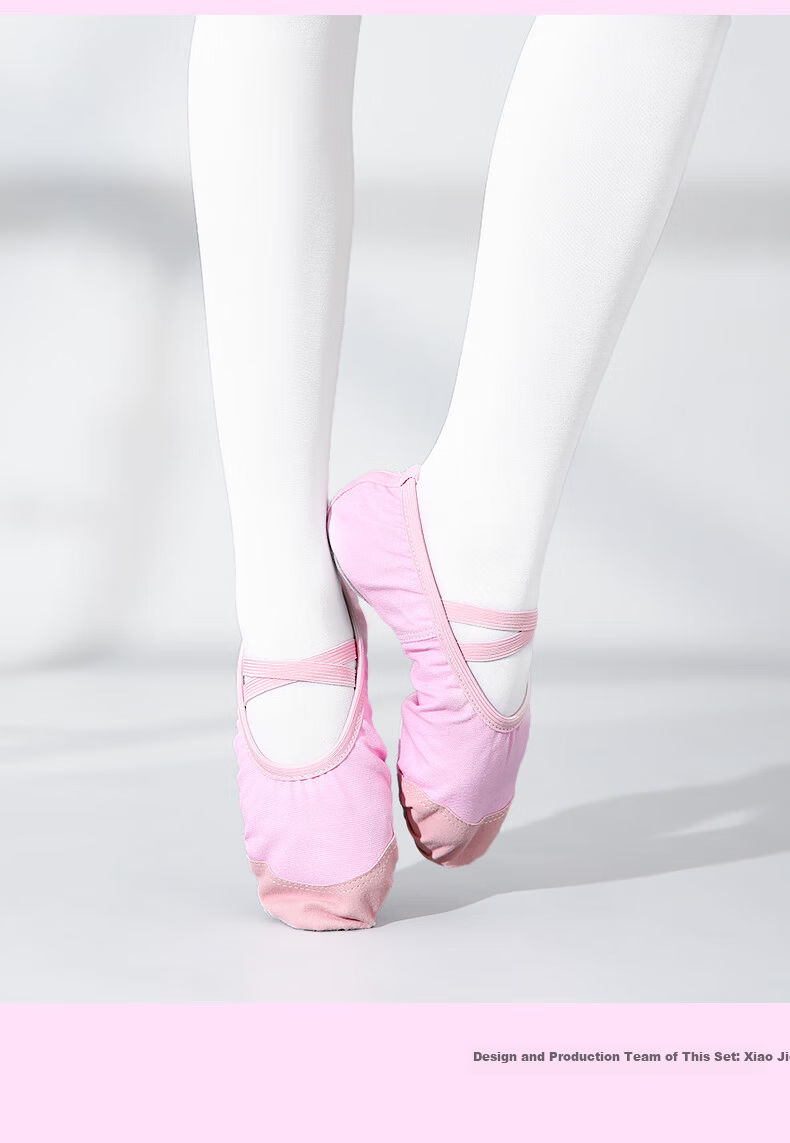 Zhiyouban Kids Dance Shoes Girls Soft Sole Practice Canvas Slip-On Ballet Shoes Nude Color for Dance Exams 6