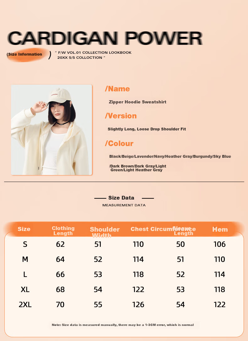 Jeanswest Women's Cardigan Hoodie 2026 Spring New Thin College Style Loose Zip-up Casual Sports Jacket 6