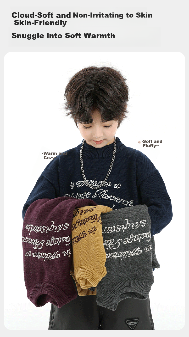Little Elephant Ham Boys' Knitted Crew Neck Sweater Base Shirt Yellow [100% Cotton Skin-Friendly Non-Itchy] 120 cm 2