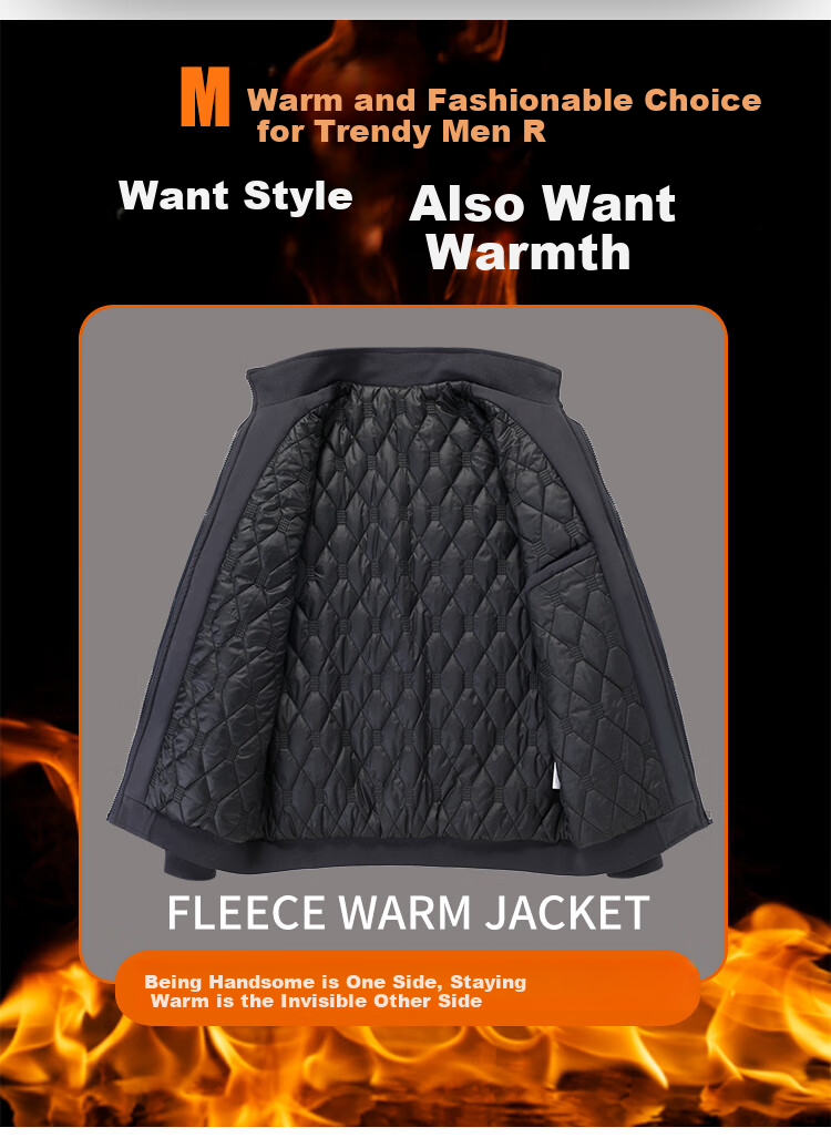 ROMON Men's Autumn Winter Business Casual Executive Cotton Padded Jacket Coat 36JM Black XL 6