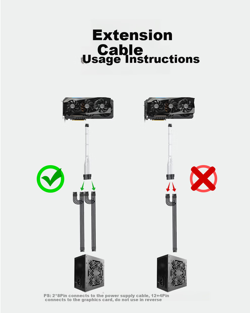BURLEFRAN 12VHPWR GPU Power Extension Cable 34cm Dual 8Pin to 16Pin (2x8P to 12+4P) 12+4P to 2x8P White 1