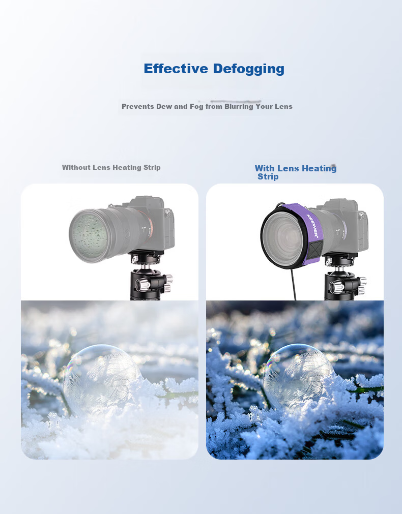 NEEWER Camera Lens Defogging Strap 400MM DSLR Lens Heating Band Warm Band Anti-Fog Heating Camera Accessory Mountaineering Snow Mountain Photography Gear 2