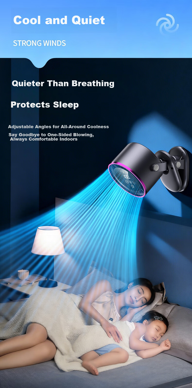 Kewo [Auto Oscillation + Clip or Hang] Desktop Mini Fan Silent Cooling Circulation Air Conditioner Fan Wall-Mount Long Battery Life Office Student Dorm Bed Cooling Device 10
