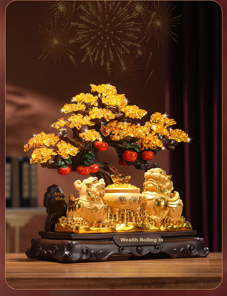 Lizhi Source Wealth Pixiu Treasure Basin Money Tree Ornament Store Cashier Desk Housewarming Opening Gift Living Room Wine Cabinet Decoration 10