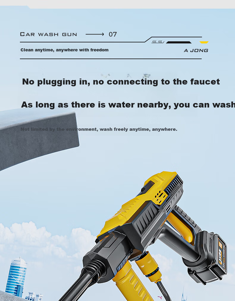 Quiet Bear Wireless Car Washer High-Pressure Water Gun Lithium Battery Rechargeable Electric Car Cleaning Machine 10