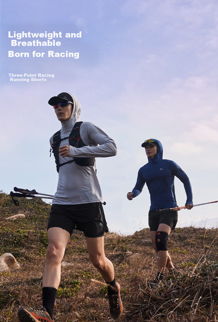 Pioneer Camp Men's Racing Running Shorts Summer Quick-Dry Sports Fitness Three-Quarter Pants Trail Running Anti-Exposure Fake Two-Piece 1