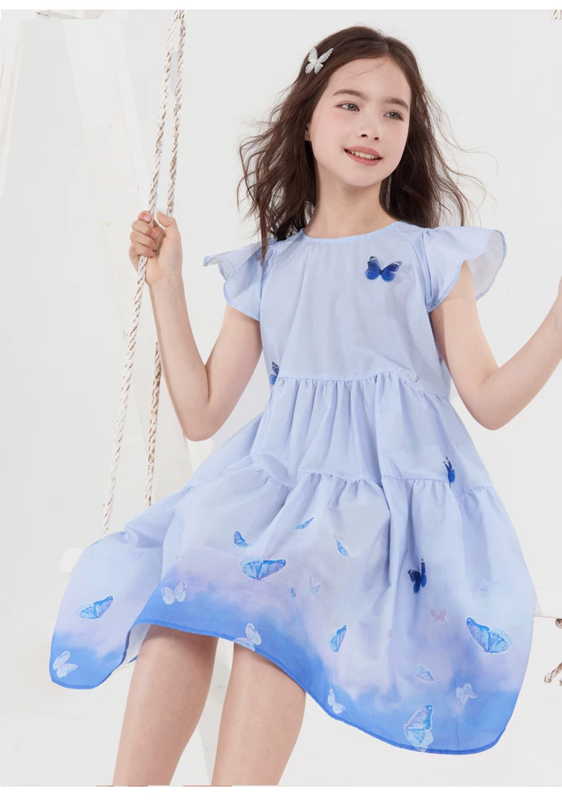 Disney Girls Summer Cotton Dress New Fashion Princess Dress Thin EQ075 Blue Size 130 5