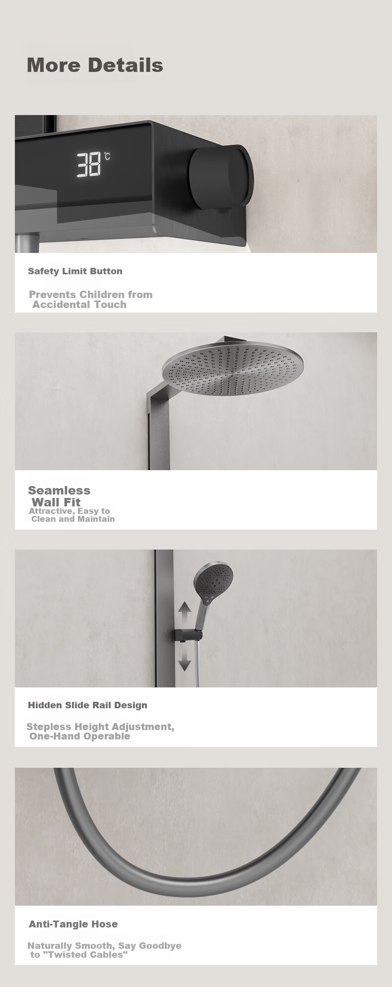 KOHLER Smart Shower Set Rain God 2.0 Thermostatic Shower Head Ink Shadow Gray 13