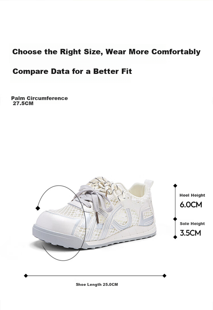 Semir Women's Summer New Breathable Mesh White Sneakers Sports Casual Shoes SFYM253053 Beige Silver Size 35 4